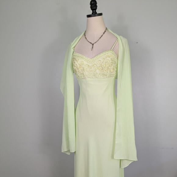 Vintage Morgan Co Prom Dress Maxi Gown 6 Green Fairy Princess 90s Y2K Glam - Picture 6 of 15
